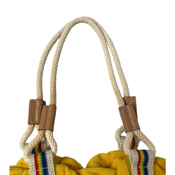 Vintage Retro Yellow Terry Rainbow Rope Handle JILL Tote Handbag Purse LGBTQ - Picture 4 of 12